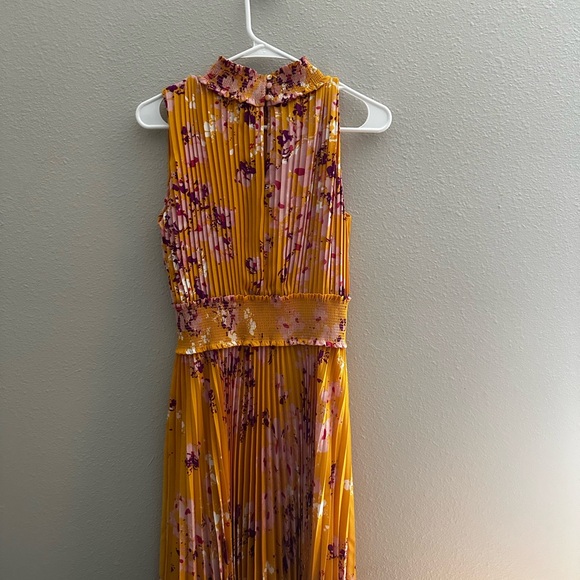 Nanette Lepore Floral Print Pleated Dress Mango Mojito Spring Summer - Picture 3 of 5